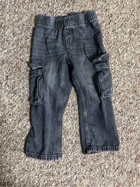 Okie Dokie - 3T Toddler - Black Cargo Pants w/ Elastic Waistband